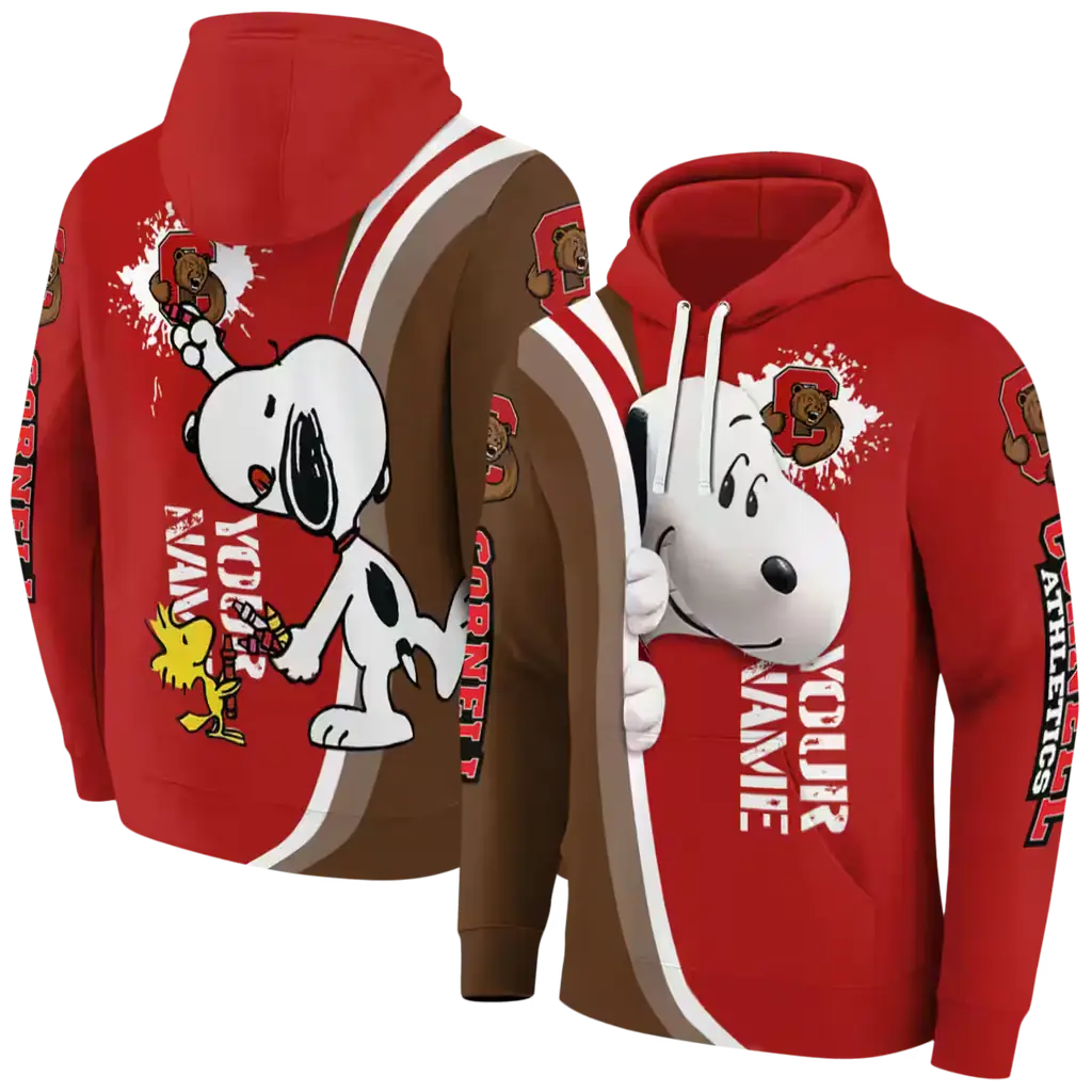 custom cornell big red peeking snoopy red hoodie fashion forward custom cornell big red peeking snoopy red hoodie fashion forward