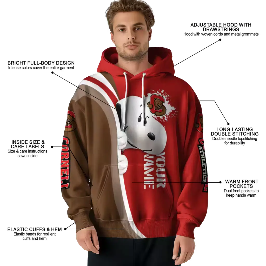 custom cornell big red peeking snoopy red hoodie latest model custom cornell big red peeking snoopy red hoodie latest model