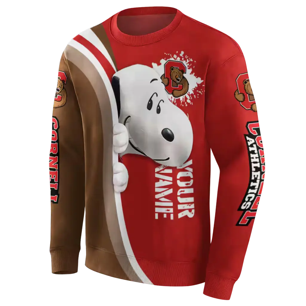 custom cornell big red peeking snoopy red hoodie new arrival custom cornell big red peeking snoopy red hoodie new arrival