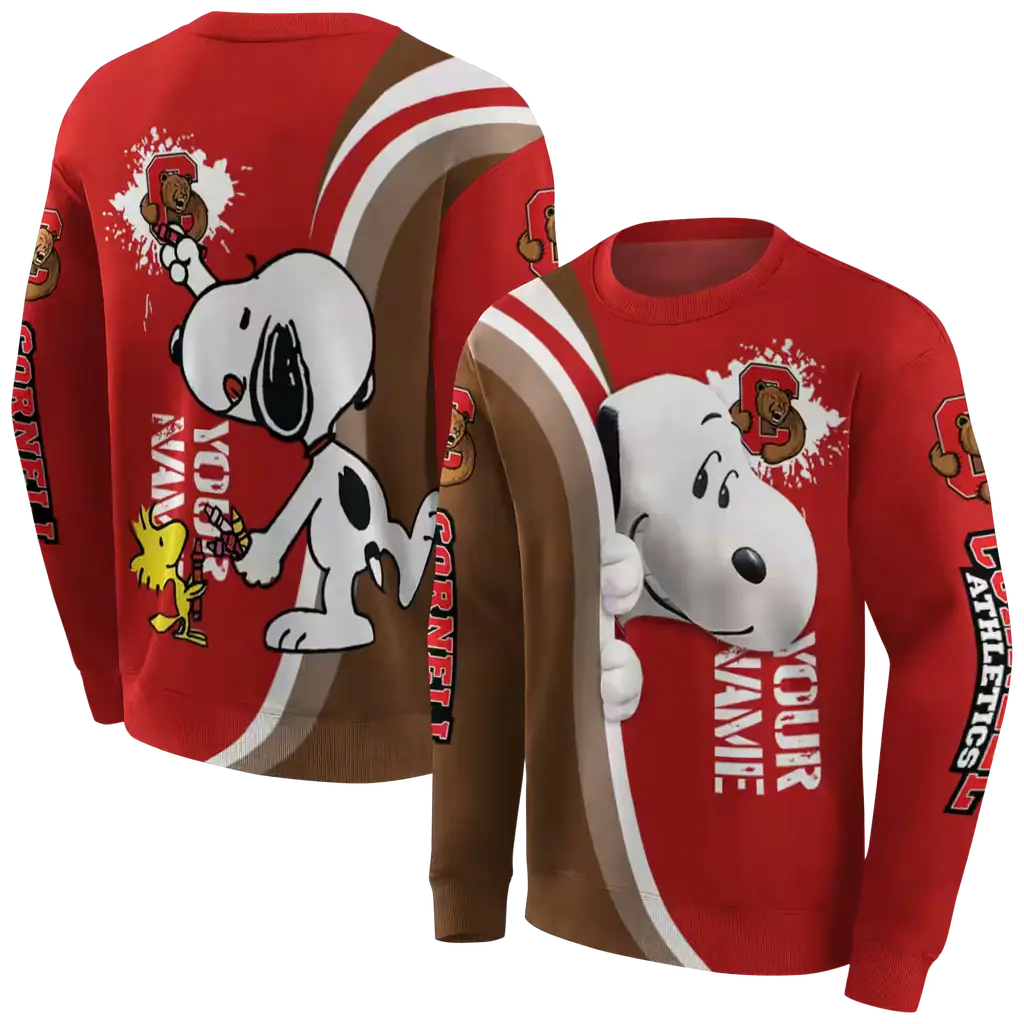 custom cornell big red peeking snoopy red hoodie premium grade custom cornell big red peeking snoopy red hoodie premium grade