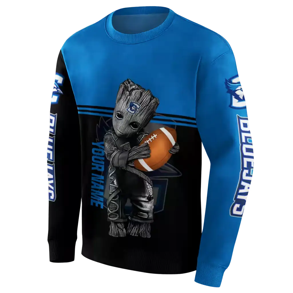 custom creighton bluejays baby groot blue black hoodie new arrival custom creighton bluejays baby groot blue black hoodie new arrival