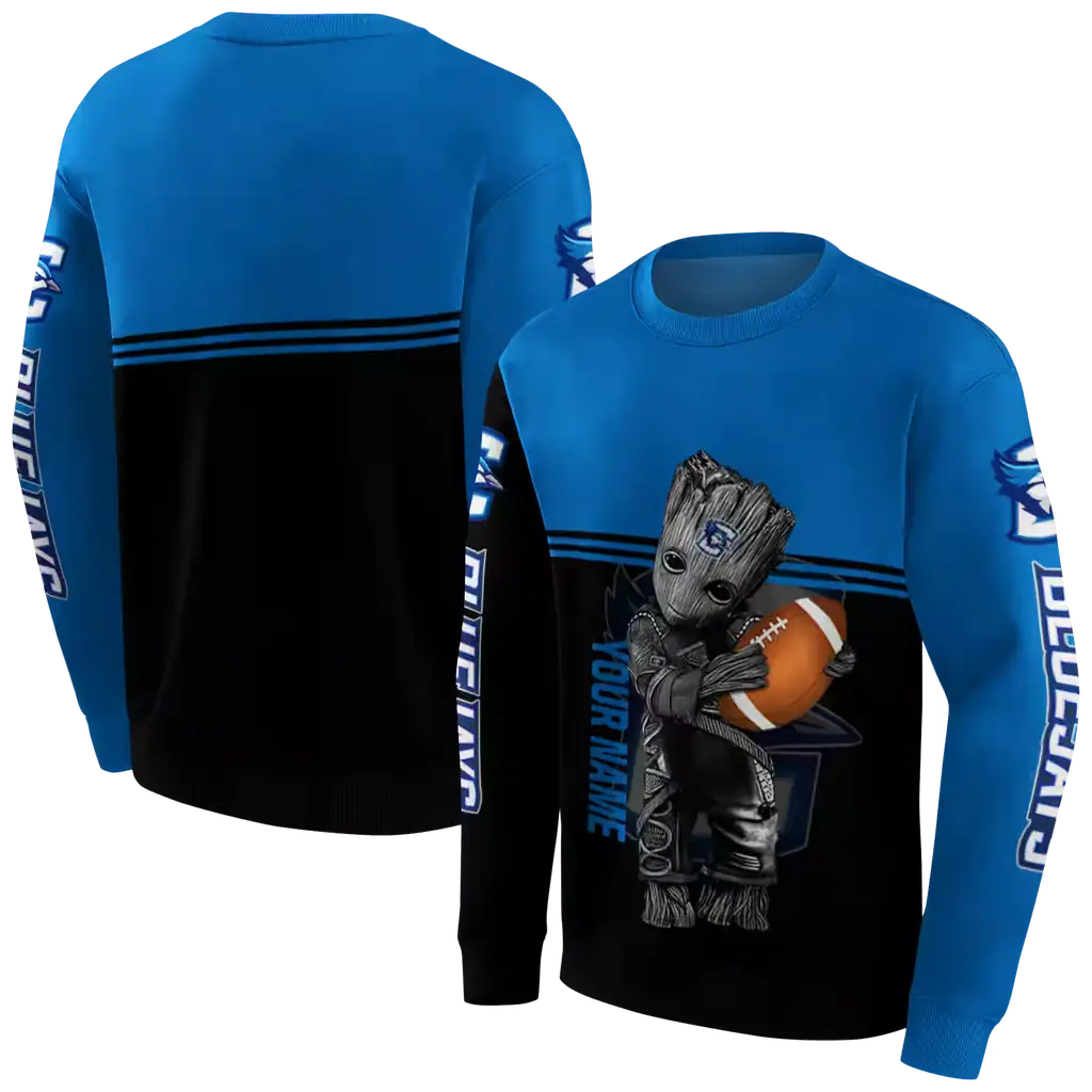 custom creighton bluejays baby groot blue black hoodie premium grade custom creighton bluejays baby groot blue black hoodie premium grade
