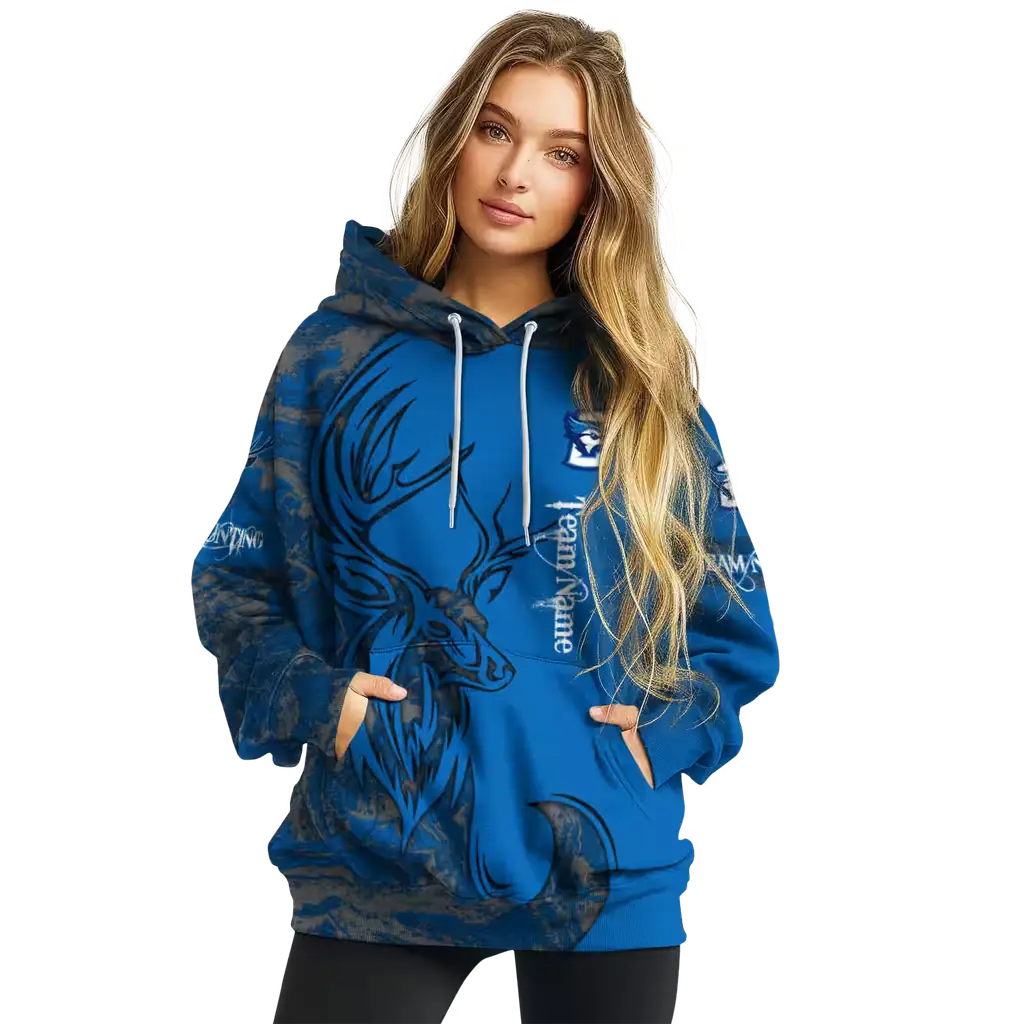 custom creighton bluejays deer silhouette blue hoodie high quality custom creighton bluejays deer silhouette blue hoodie high quality