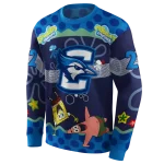 custom creighton bluejays spongebob patrick star blue navy hoodie best selling