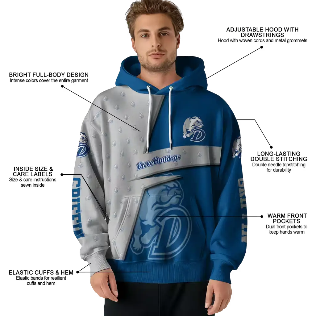custom drake bulldogs abstract shape blue hoodie latest model custom drake bulldogs abstract shape blue hoodie latest model