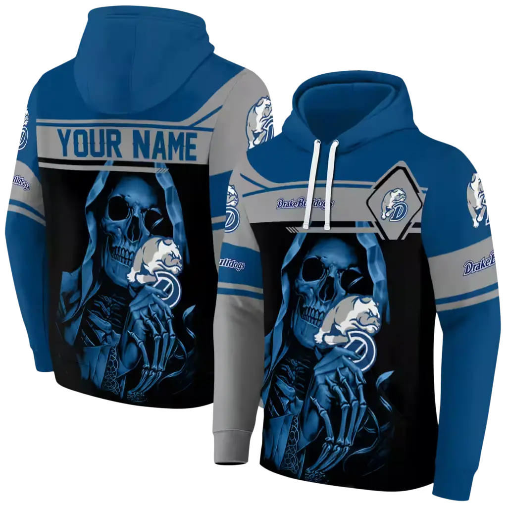 custom drake bulldogs grim reaper blue black hoodie fashion forward custom drake bulldogs grim reaper blue black hoodie fashion forward