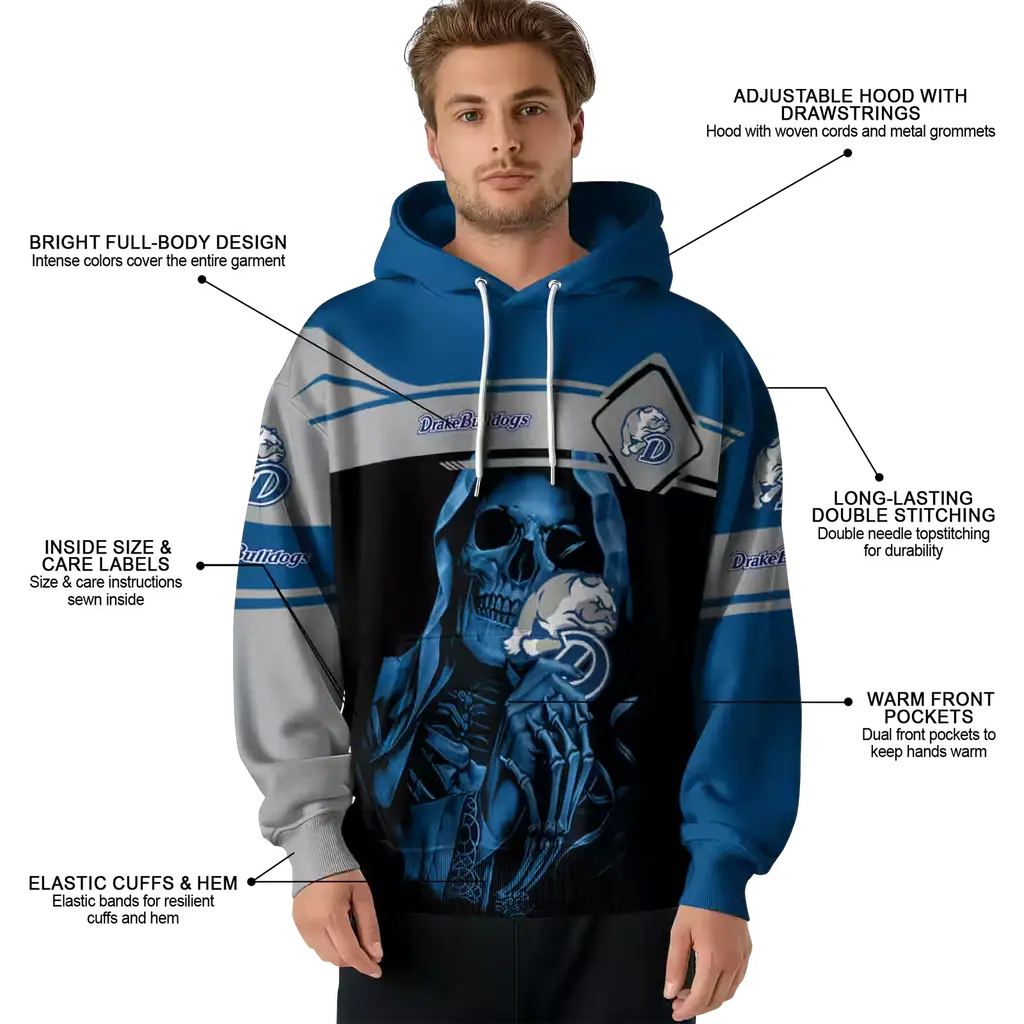 custom drake bulldogs grim reaper blue black hoodie latest model custom drake bulldogs grim reaper blue black hoodie latest model