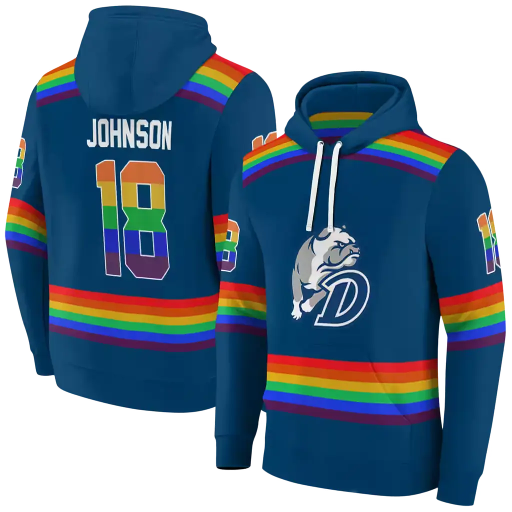 custom drake bulldogs rainbow stripes blue hoodie fashion forward custom drake bulldogs rainbow stripes blue hoodie fashion forward