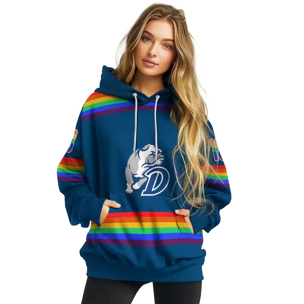 custom drake bulldogs rainbow stripes blue hoodie high quality custom drake bulldogs rainbow stripes blue hoodie high quality