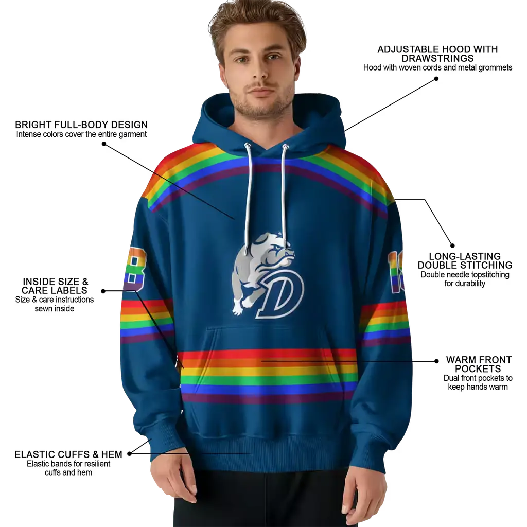 custom drake bulldogs rainbow stripes blue hoodie latest model custom drake bulldogs rainbow stripes blue hoodie latest model