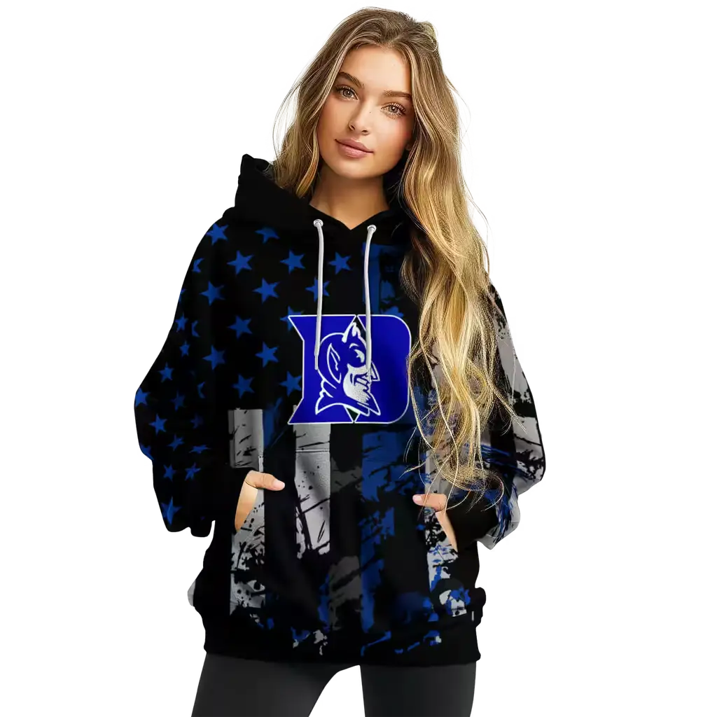 custom duke blue devils distressed flag blue black hoodie high quality custom duke blue devils distressed flag blue black hoodie high quality
