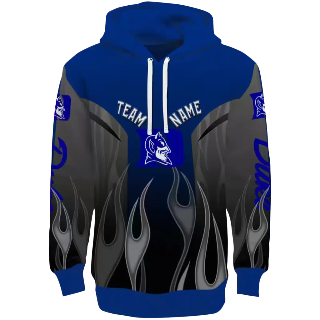 custom duke blue devils flame design blue hoodie best selling custom duke blue devils flame design blue hoodie best selling