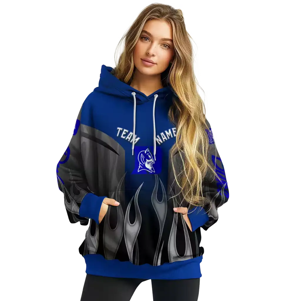 custom duke blue devils flame design blue hoodie high quality custom duke blue devils flame design blue hoodie high quality
