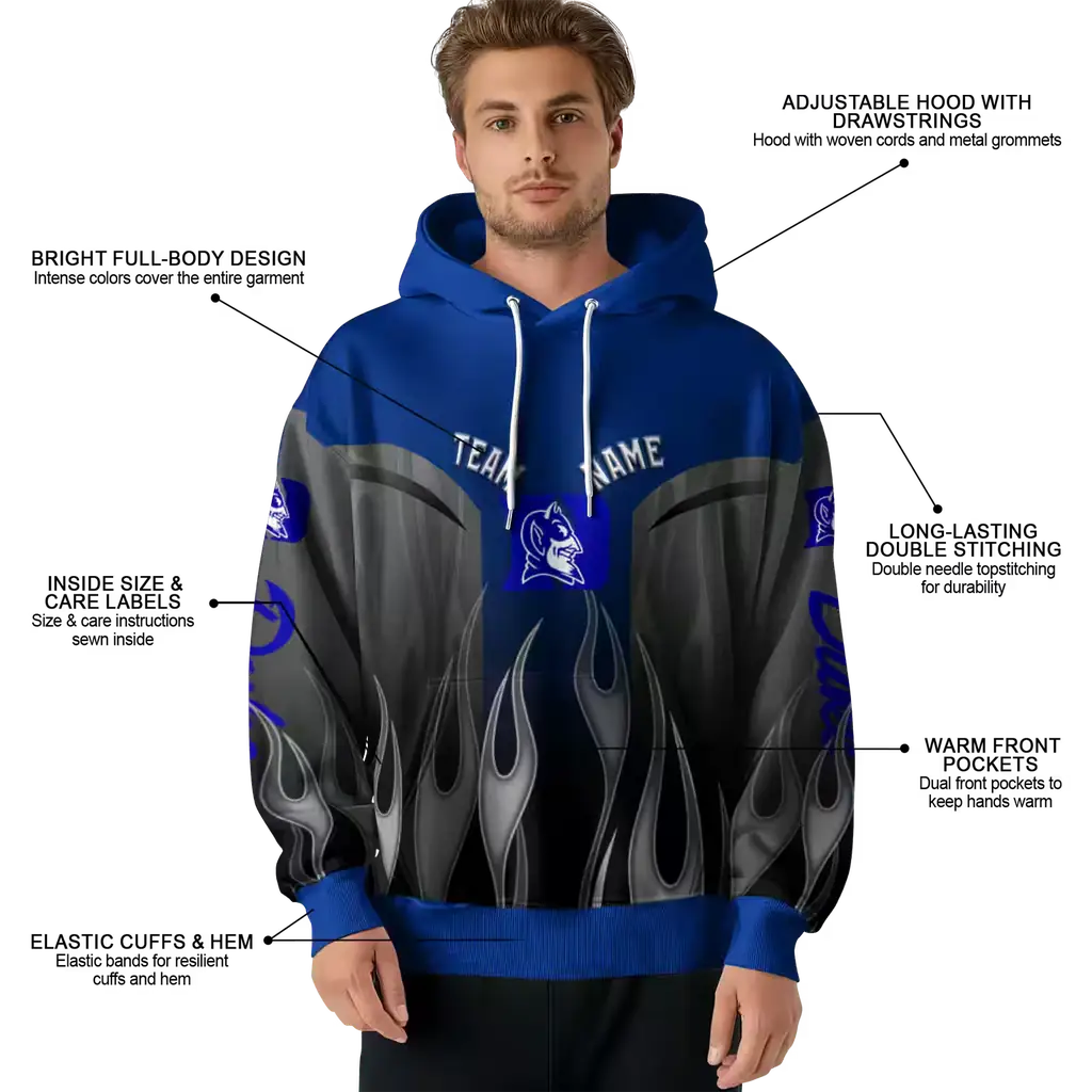 custom duke blue devils flame design blue hoodie latest model custom duke blue devils flame design blue hoodie latest model