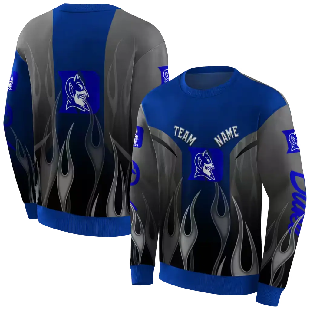 custom duke blue devils flame design blue hoodie premium grade custom duke blue devils flame design blue hoodie premium grade