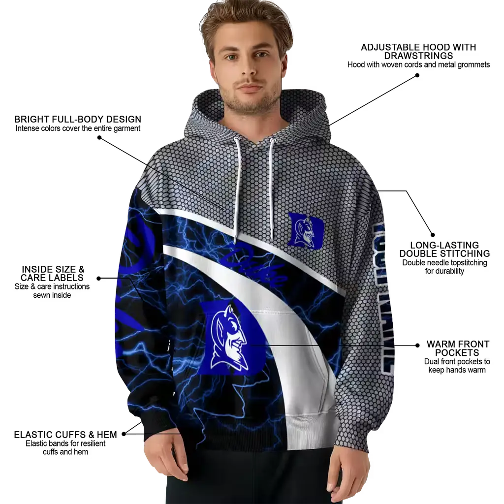 custom duke blue devils hexagonal mesh blue black gray hoodie latest model custom duke blue devils hexagonal mesh blue black gray hoodie latest model