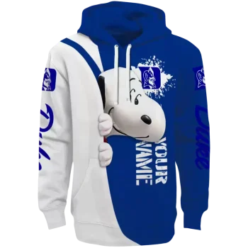custom duke blue devils peeking snoopy blue hoodie best selling