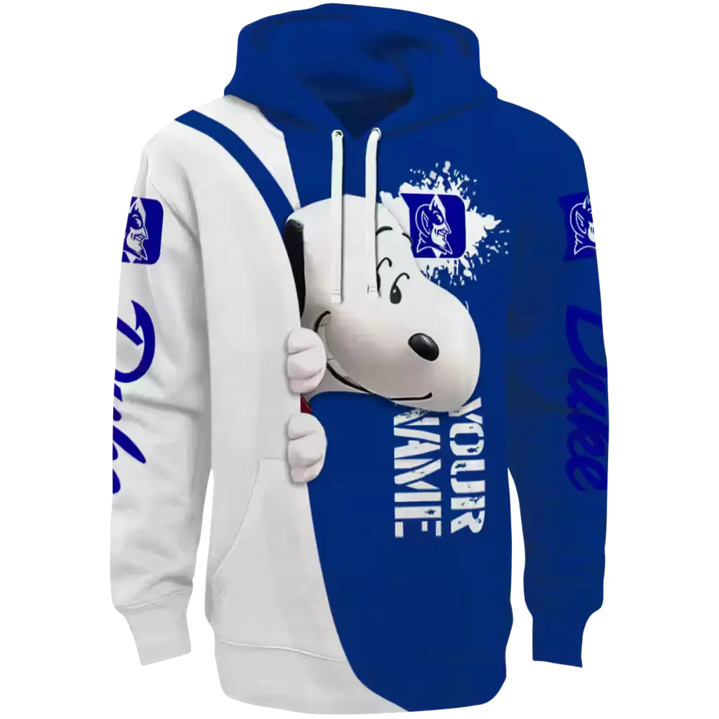 custom duke blue devils peeking snoopy blue hoodie best selling custom duke blue devils peeking snoopy blue hoodie best selling