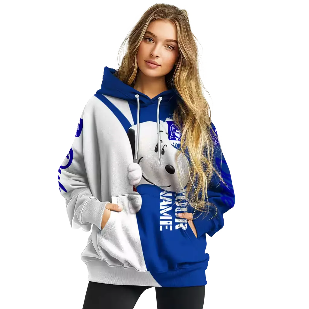 custom duke blue devils peeking snoopy blue hoodie high quality custom duke blue devils peeking snoopy blue hoodie high quality
