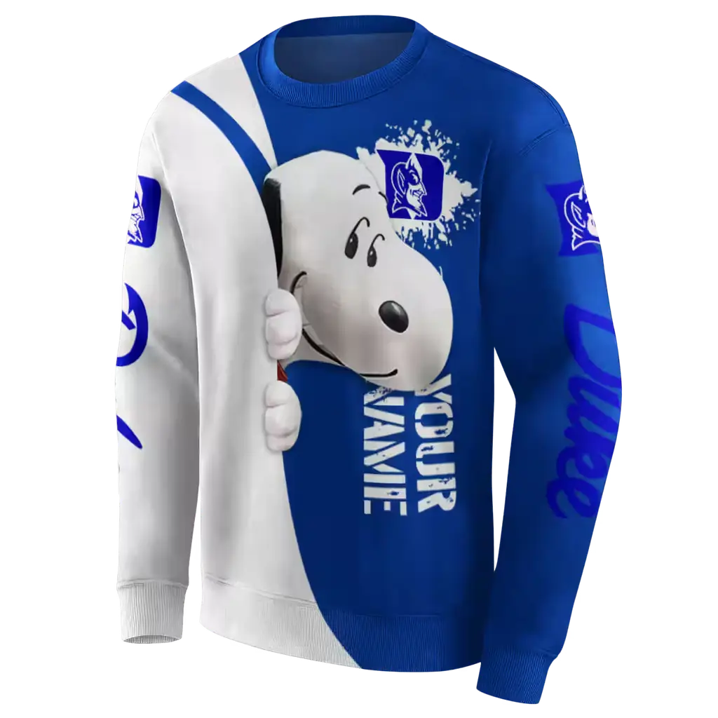 custom duke blue devils peeking snoopy blue hoodie new arrival custom duke blue devils peeking snoopy blue hoodie new arrival