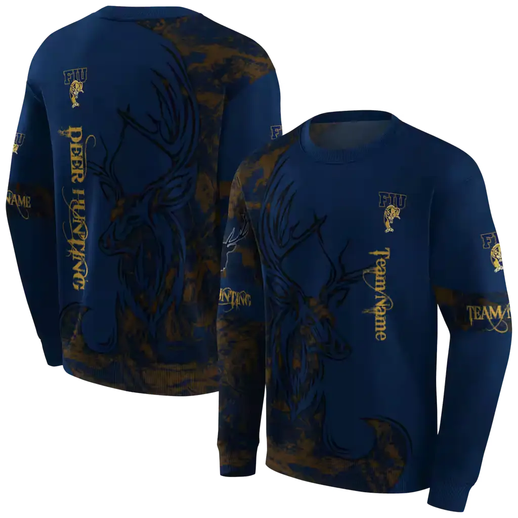 custom fiu panthers deer silhouette blue hoodie premium grade custom fiu panthers deer silhouette blue hoodie premium grade