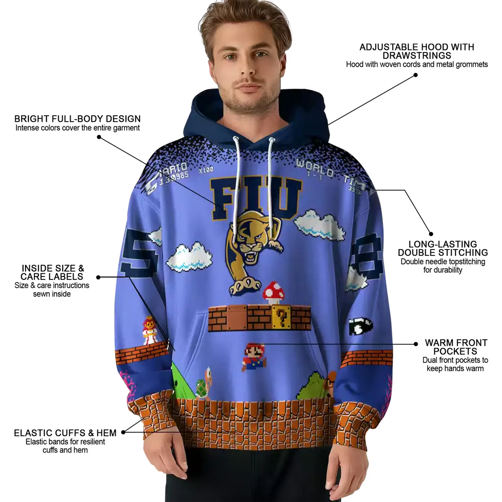 custom fiu panthers mario blue black hoodie latest model custom fiu panthers mario blue black hoodie latest model