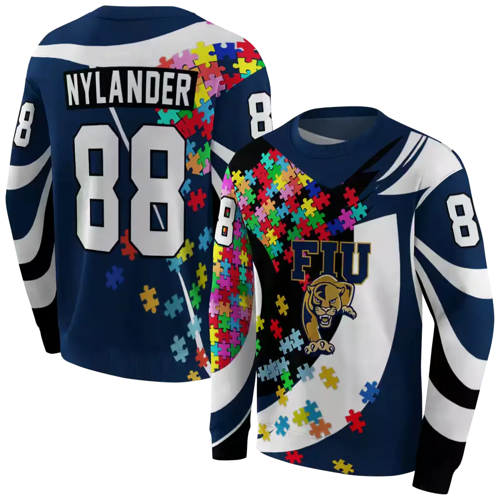 custom fiu panthers puzzle pieces blue hoodie premium grade custom fiu panthers puzzle pieces blue hoodie premium grade