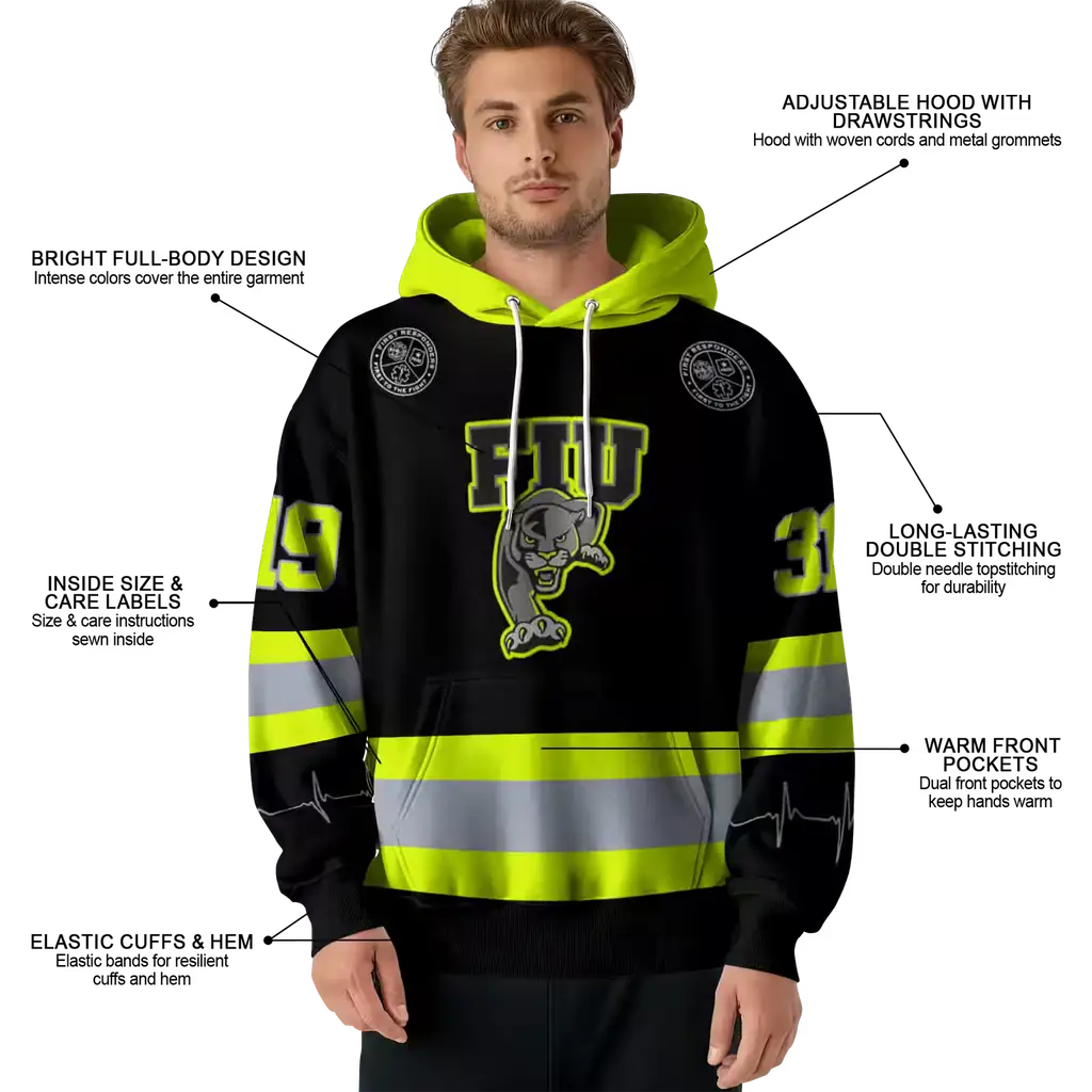 custom fiu panthers safety motif black neon green hoodie latest model custom fiu panthers safety motif black neon green hoodie latest model