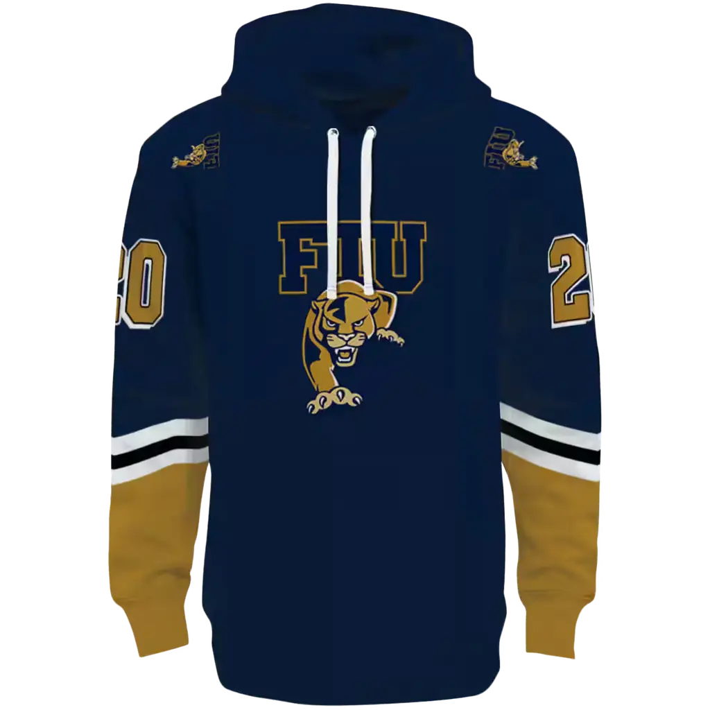 custom fiu panthers striped sleeves blue hoodie best selling custom fiu panthers striped sleeves blue hoodie best selling