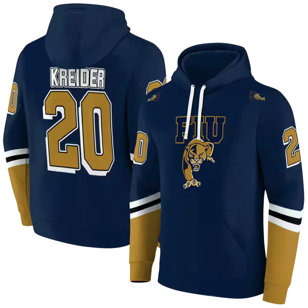 custom fiu panthers striped sleeves blue hoodie fashion forward custom fiu panthers striped sleeves blue hoodie fashion forward