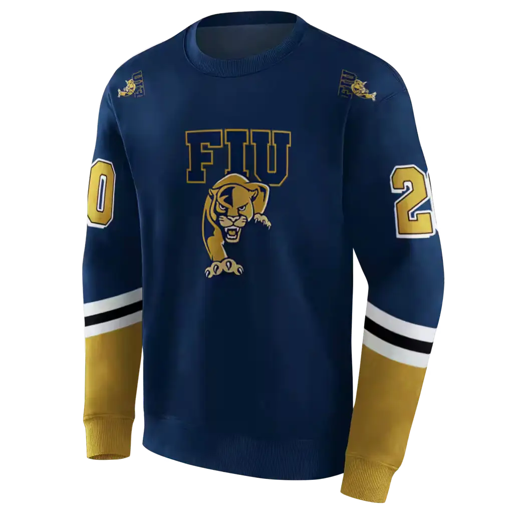 custom fiu panthers striped sleeves blue hoodie new arrival custom fiu panthers striped sleeves blue hoodie new arrival