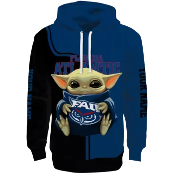 custom florida atlantic owls baby yoda blue black hoodie best selling