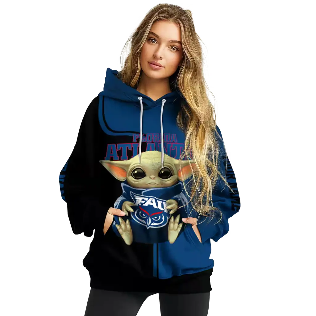 custom florida atlantic owls baby yoda blue black hoodie high quality custom florida atlantic owls baby yoda blue black hoodie high quality