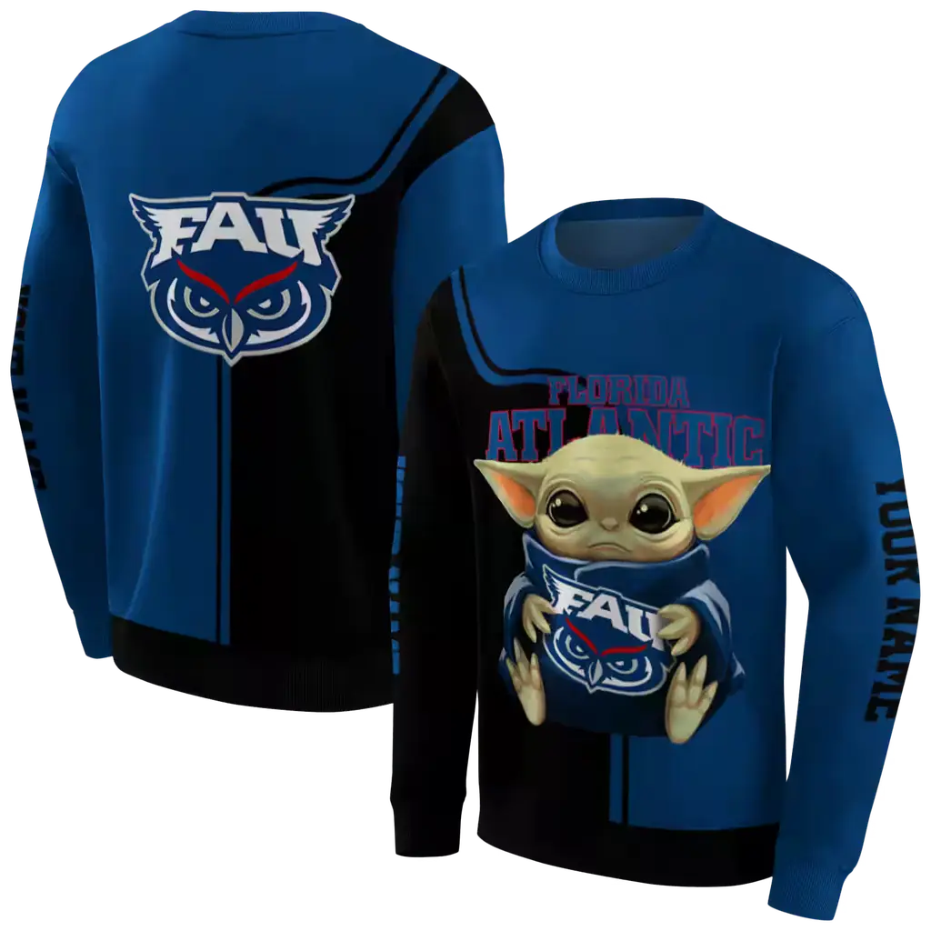 custom florida atlantic owls baby yoda blue black hoodie premium grade custom florida atlantic owls baby yoda blue black hoodie premium grade