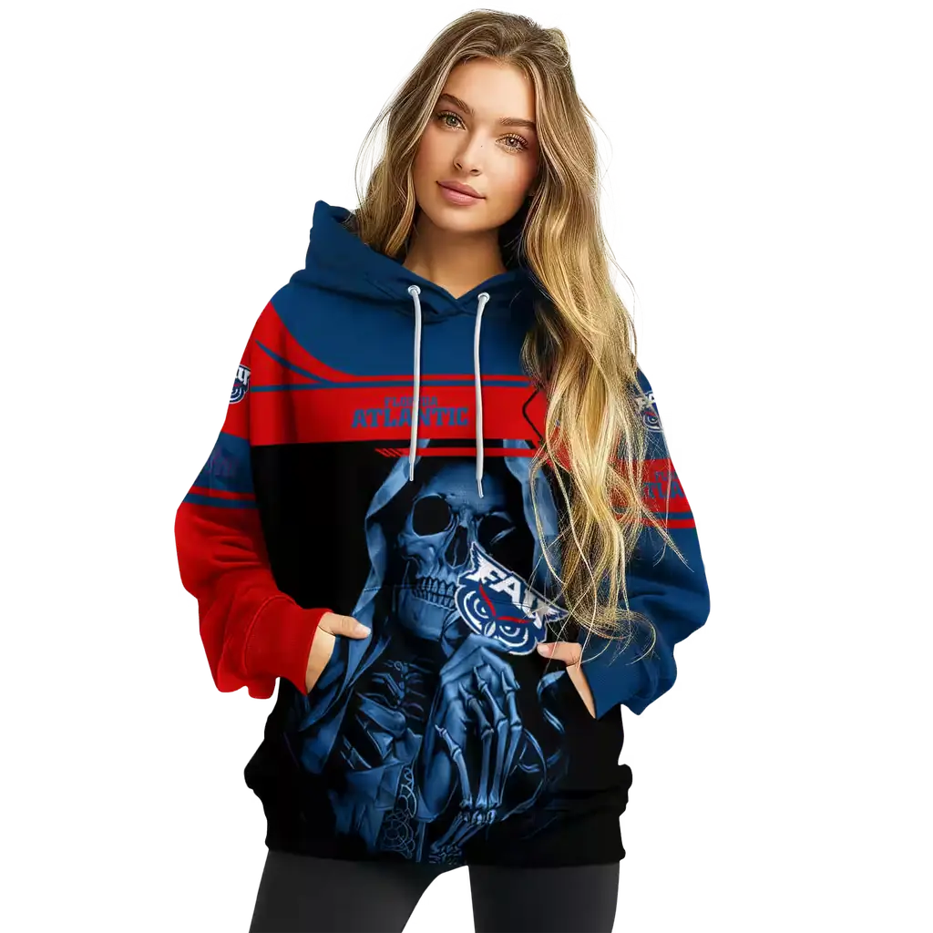 custom florida atlantic owls grim reaper blue black hoodie high quality custom florida atlantic owls grim reaper blue black hoodie high quality