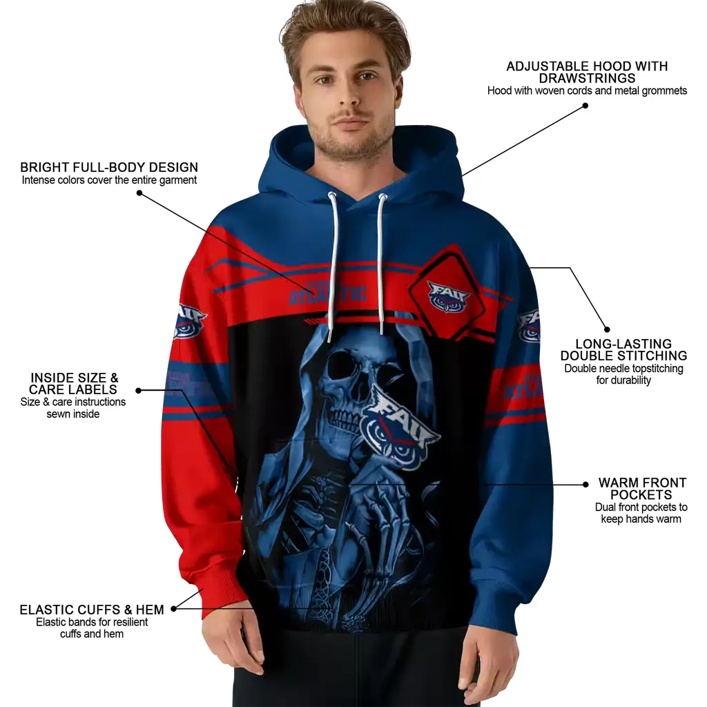 custom florida atlantic owls grim reaper blue black hoodie latest model custom florida atlantic owls grim reaper blue black hoodie latest model