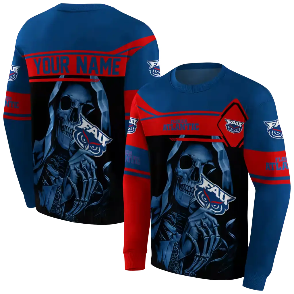 custom florida atlantic owls grim reaper blue black hoodie premium grade custom florida atlantic owls grim reaper blue black hoodie premium grade