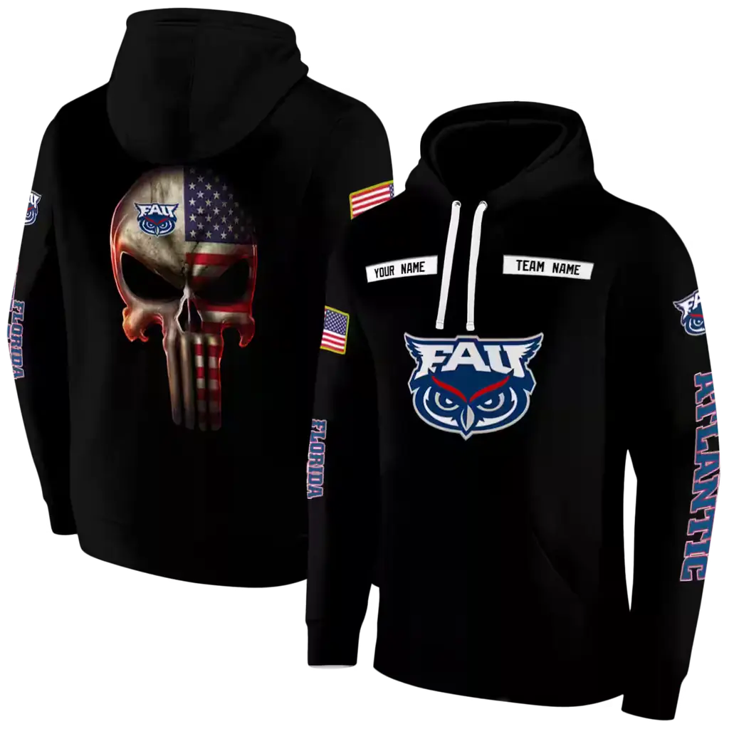 custom florida atlantic owls punisher skull black hoodie fashion forward custom florida atlantic owls punisher skull black hoodie fashion forward