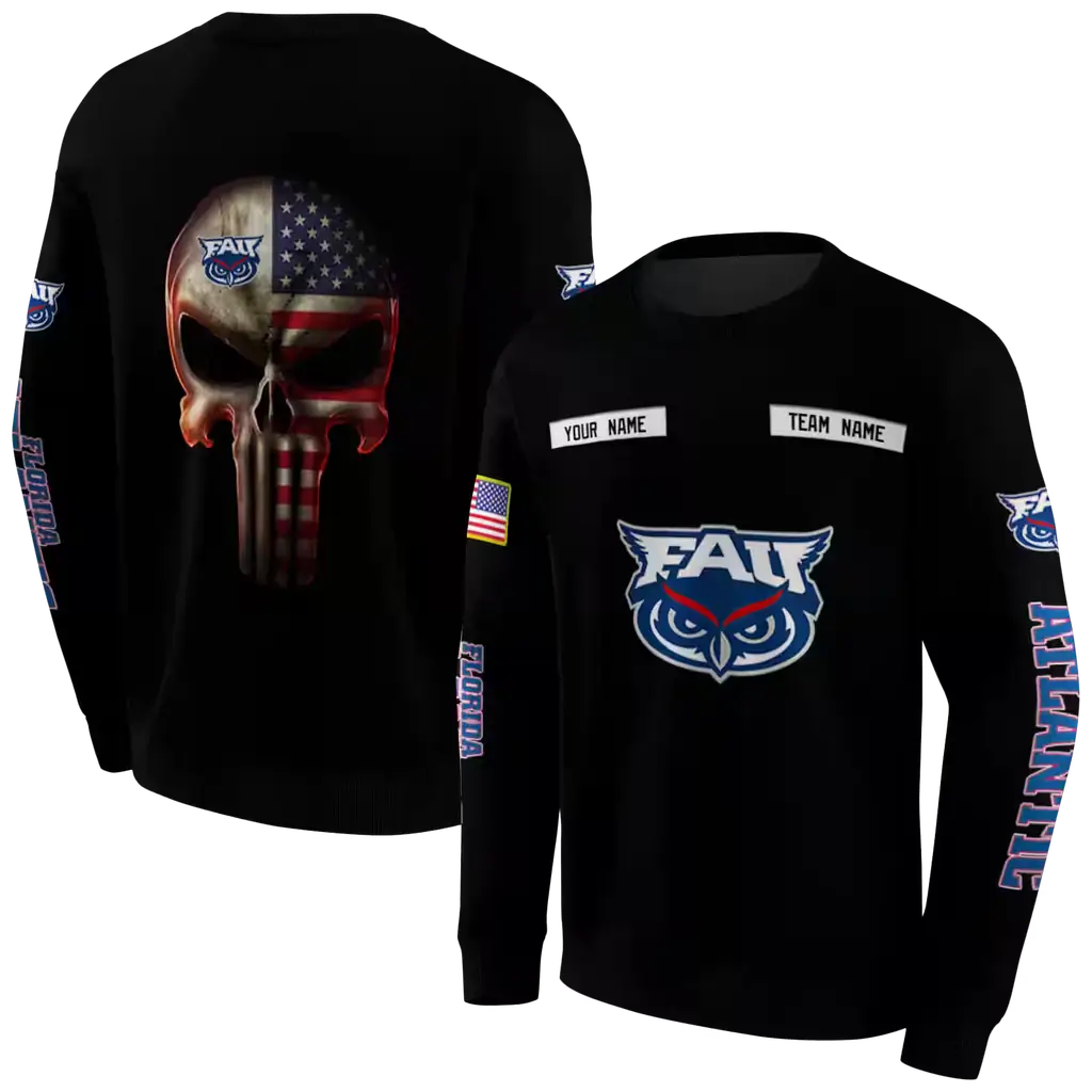 custom florida atlantic owls punisher skull black hoodie premium grade custom florida atlantic owls punisher skull black hoodie premium grade