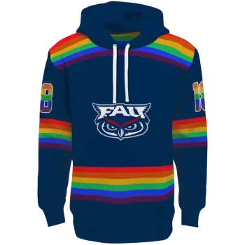 custom florida atlantic owls rainbow stripes blue hoodie best selling