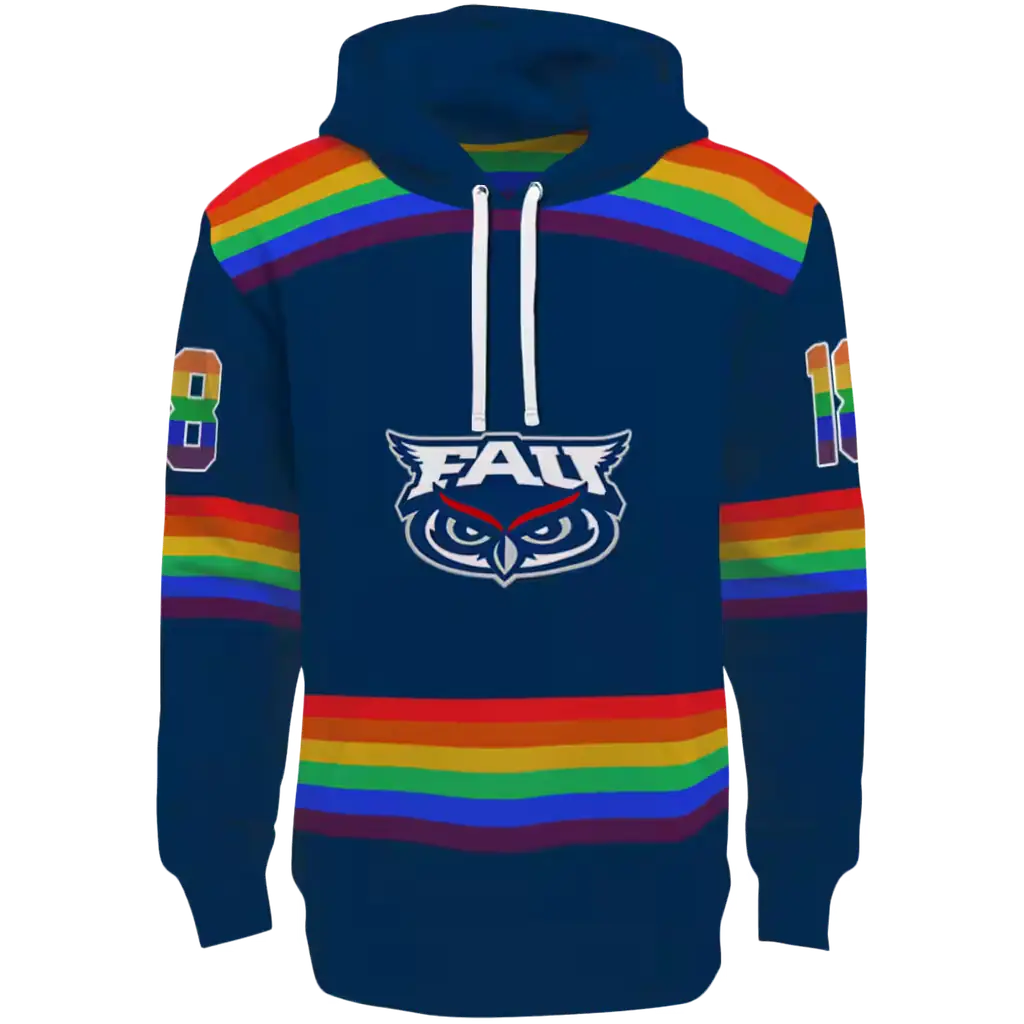 custom florida atlantic owls rainbow stripes blue hoodie best selling custom florida atlantic owls rainbow stripes blue hoodie best selling