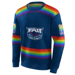 custom florida atlantic owls rainbow stripes blue hoodie best selling