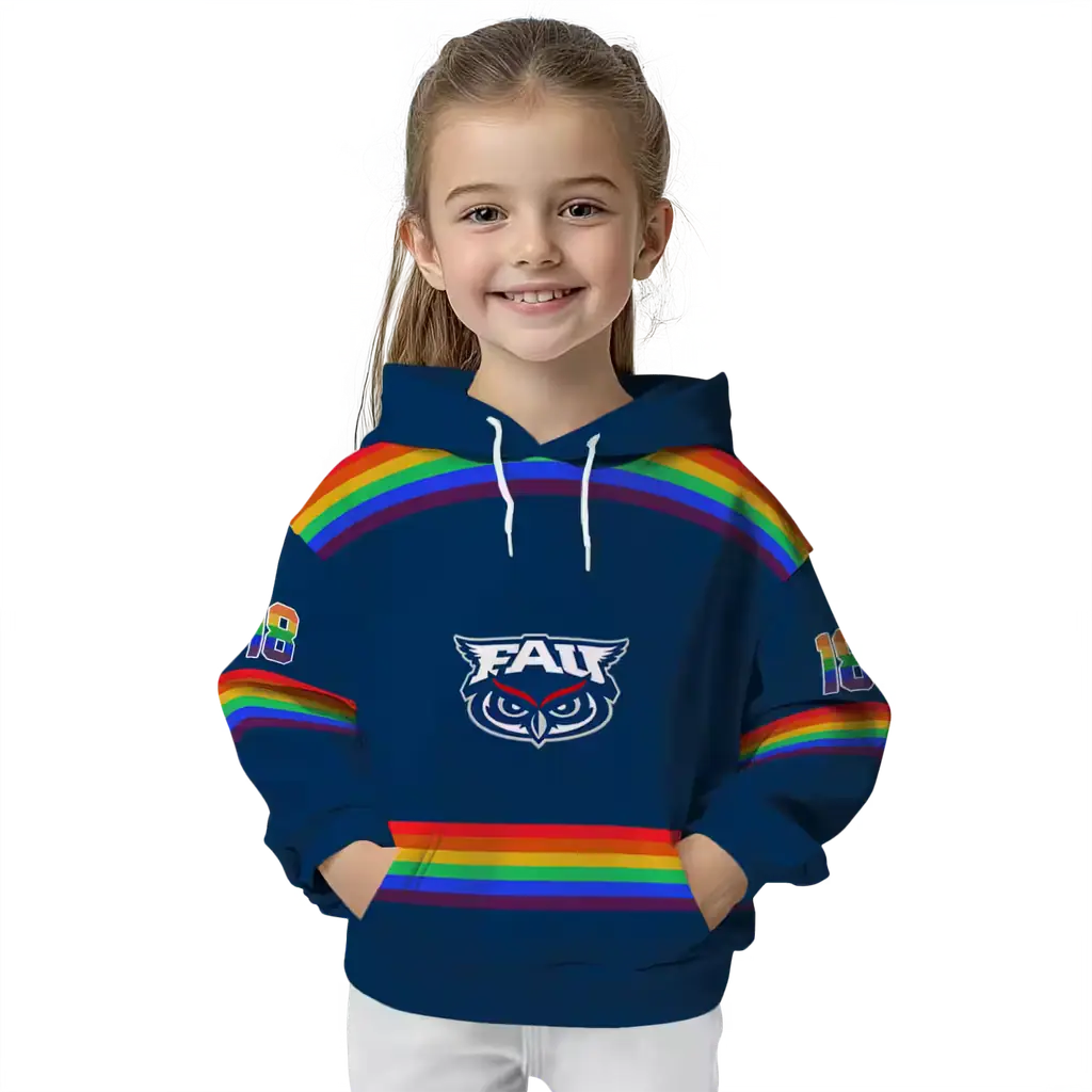 custom florida atlantic owls rainbow stripes blue hoodie top rated custom florida atlantic owls rainbow stripes blue hoodie top rated