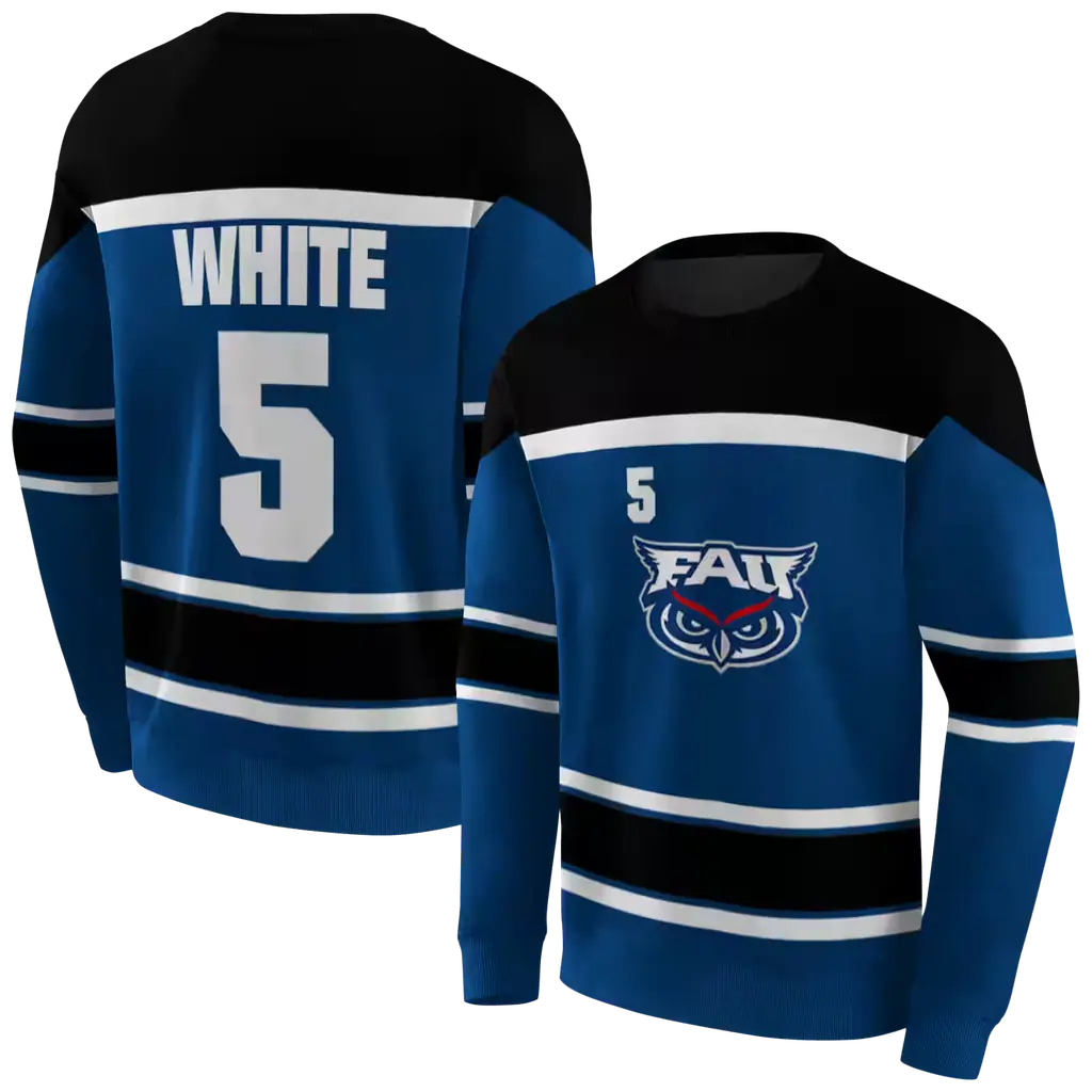 custom florida atlantic owls striped pattern blue hoodie premium grade custom florida atlantic owls striped pattern blue hoodie premium grade