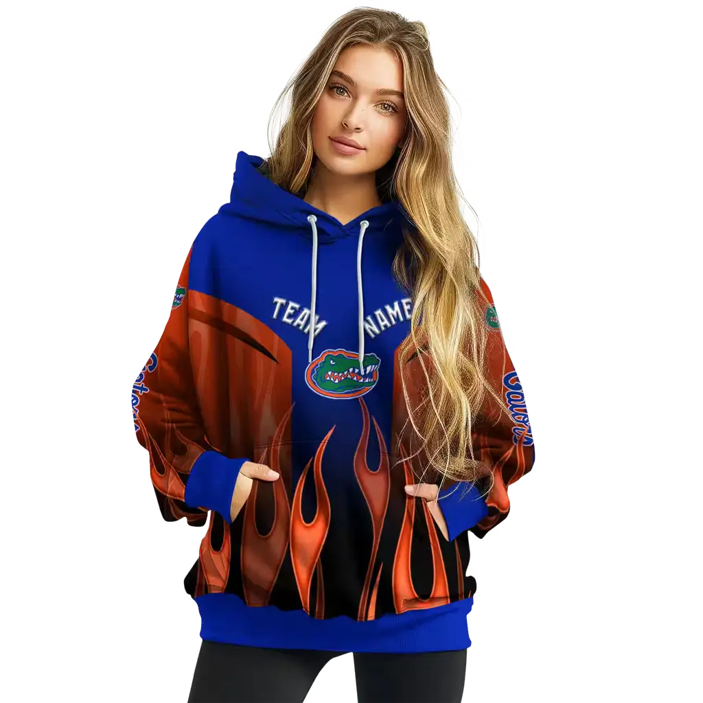 custom florida gators flame design blue hoodie high quality custom florida gators flame design blue hoodie high quality