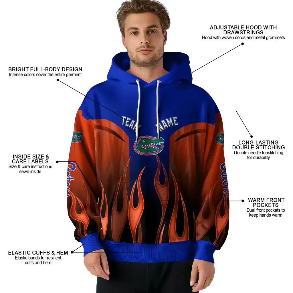 custom florida gators flame design blue hoodie latest model custom florida gators flame design blue hoodie latest model