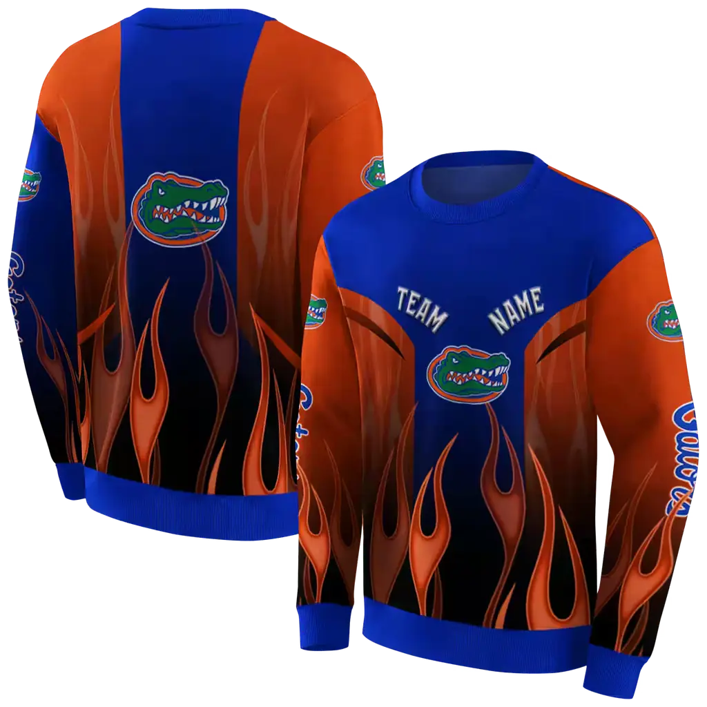 custom florida gators flame design blue hoodie premium grade custom florida gators flame design blue hoodie premium grade