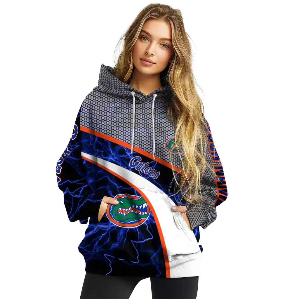 custom florida gators hexagonal mesh blue black gray hoodie high quality custom florida gators hexagonal mesh blue black gray hoodie high quality