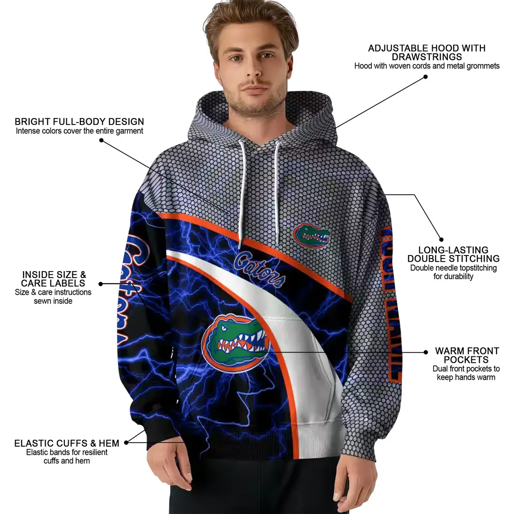 custom florida gators hexagonal mesh blue black gray hoodie latest model custom florida gators hexagonal mesh blue black gray hoodie latest model