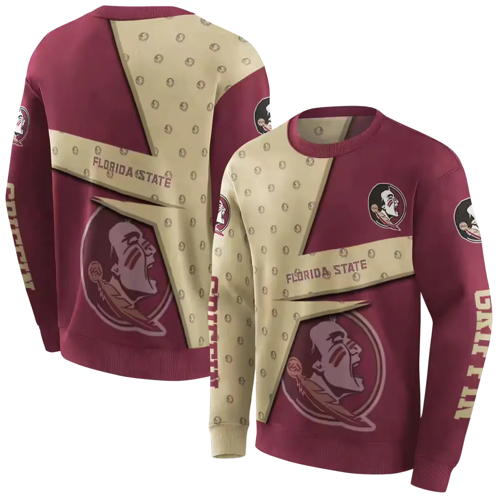 custom florida state seminoles abstract shape garnet hoodie premium grade custom florida state seminoles abstract shape garnet hoodie premium grade